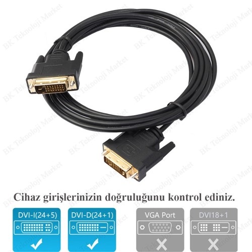 Yüksek Kalite 1.8 Metre DVI to DVI (24+1) Görüntü Kablosu