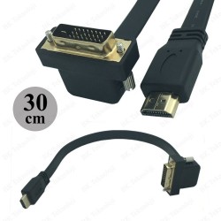 DVI 24+1 90 Derece Açılı Erkek to HDMI Erkek 30 cm Flat Kablo DVI 24+1 90 Derece Açılı Erkek to HDMI Erkek 30 cm Flat Kablo