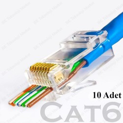 EZ RJ45 Cat6 Yeni Nesil Delikli Jack Konnektör 10 Adet