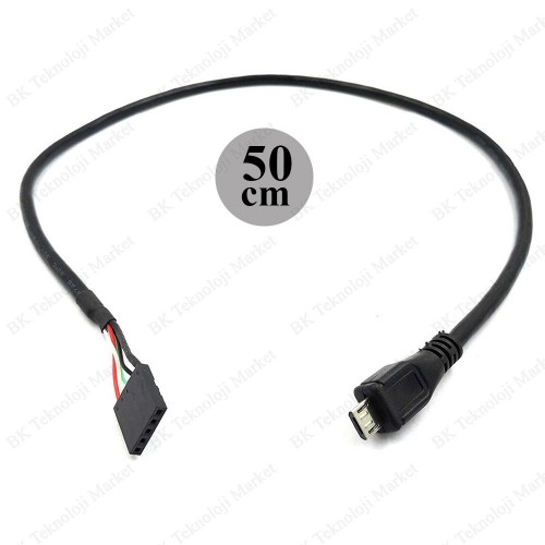 5 Pin Anakart Dişi Başlık - Mikro USB Erkek Adaptör Dupont Genişletici Kablo 50cm