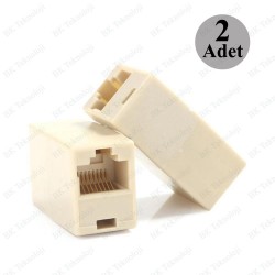 RJ45 Cat5/Cat6 Ağ Kablosu Birleştirici Uzatma Ara Aparatı - 2 Adet