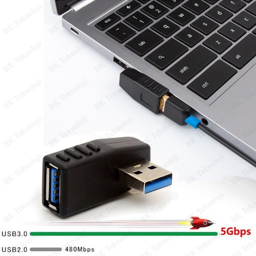 USB 3.0 Sağ Açılı Konnektör Erkek Dişi 90 Derece Uzatma Adaptörü,Çevirici ve Çoklayıcılar,