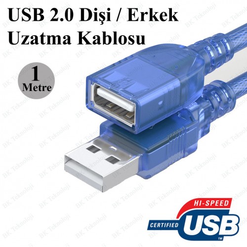 1 Metre USB 2.0 Dişi/Erkek Uzatma Kablosu,USB Kablolar,