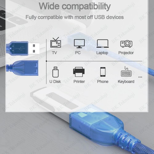 0.5 Metre - 50cm USB 2.0 Dişi/Erkek Uzatma Kablosu,USB Kablolar,