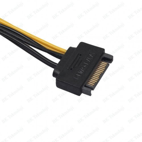 PCI-E Ekran Kartı Bakır Güç Kablosu 15Pin SATA Erkek to 8pin(6+2)