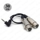 3.5mm Erkek to 2 XLR Dişi Ｍikrofon Ses Y Ayırıcı Kablo 90 Derece Açılı - 30cm,Ses Kabloları,