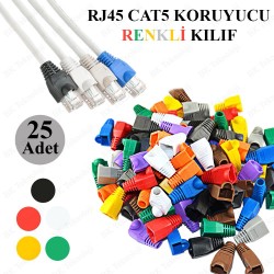 RJ45 Cat5 Cat6 Renkli Koruyucu Kılıf - 25 Adet Papuç