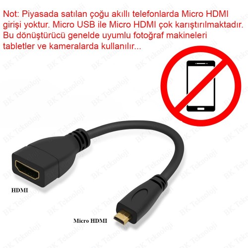 Micro HDMI Erkek HDMI Dişi Tablet Kamera Dönüştürücü Kablo Mikro HDMI to HDMI,Çevirici ve Çoklayıcılar,