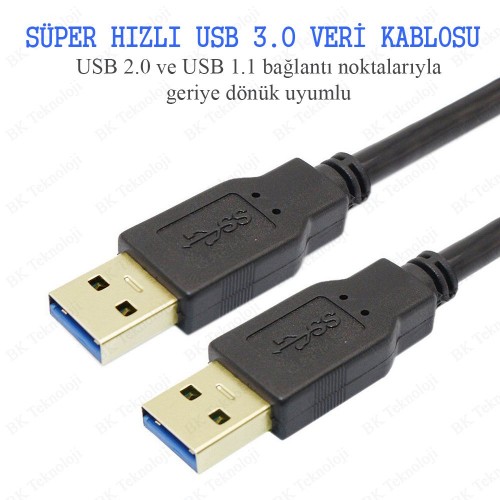 Yüksek Hızlı USB 3.0 Erkek-Erkek Data Kablosu 5 Metre