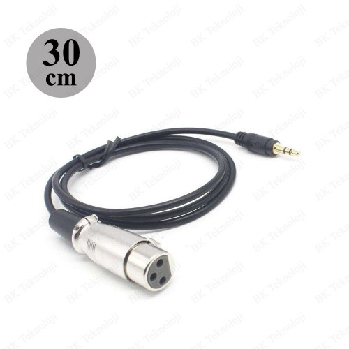 3Pin XLR Dişi - 3.5mm Erkek 30 cm Mikrofon Kablosu,Ses Kabloları,