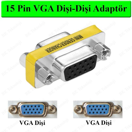 15 Pin DB15 VGA Dişi - Dişi Bağlayıcı Adaptörü
