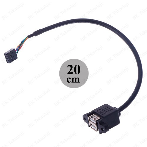 PC Anakart 9 Pin Header Panel Tipi Vidalı 2x USB 2.0 Dişi Kablo,Çevirici ve Çoklayıcılar,