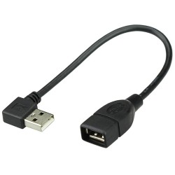 90 Derece Sol Açılı USB 2.0 Erkek-Dişi Uzatma Kablosu 30cm