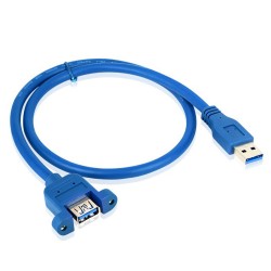 Panel Tipi Vidalı USB 3.0 Dişi-Erkek Uzatma Kablosu-30cm