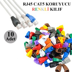 RJ45 Cat5 Cat6 Renkli Koruyucu Kılıf - 10 Adet Papuç
