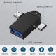 2 in 1 USB Dişi to Micro USB + Type-C OTG Adaptör,Çevirici Adaptör,