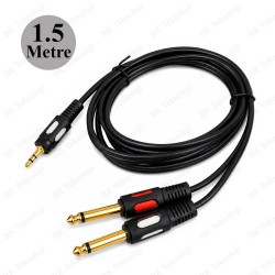 3.5mm 1/8" TRS - 2 x 6.35mm 1/4" TS Mono Y Ayırıcı Kablo - 1.5 Metre 3.5mm 1/8" TRS - 2 x 6.35mm 1/4" TS Mono Y Ayırıcı Kablo - 1.5 Metre