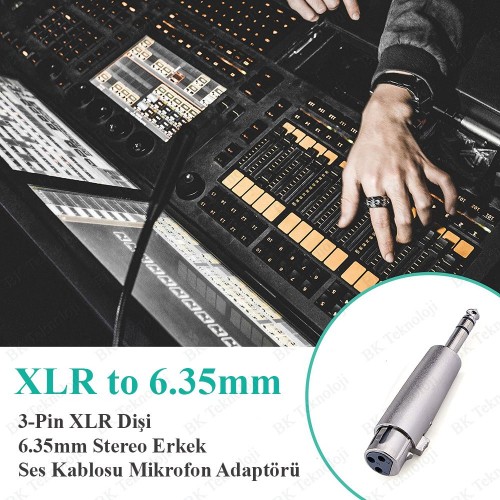 3-Pin XLR Dişi to 6.35mm Stereo Erkek Ses Kablosu Mikrofon Adaptörü,Ses Kabloları,