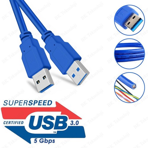 Yüksek Hızlı USB 3.0 Erkek-Erkek Data Kablosu - 50cm,USB 3.0 Kablolar,