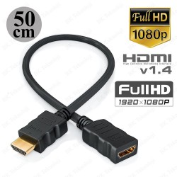 HDMI 1.4 Erkek-Dişi Kısa Uzatma Kablosu 3D Full HD - 50cm HDMI 1.4 Erkek-Dişi Kısa Uzatma Kablosu 3D Full HD - 50cm
