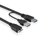 USB 3.0 Micro-B Harddisk Bağlantı Y Kablosu - 1.5 Metre