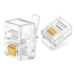 6P4C RJ11 4 Pinli Konnektör - RJ11 Jack - Telefon Kablo Ucu 100 Adet