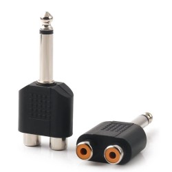 6.35mm 1/4 Erkek Mono - 2RCA Dişi Çevirici Adaptör