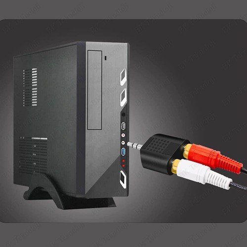 Stereo Ses Konektörü 3.5 mm Erkek Jak - 2 RCA (R+L) Dişi Ayırıcı Adaptör