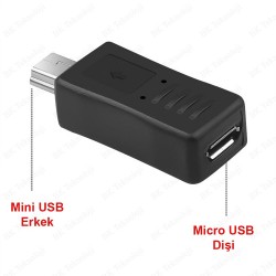 Mini-USB (Erkek) to Micro-USB (Dişi) Data-Şarj Çevirici Adaptör Mini-USB (Erkek) to Micro-USB (Dişi) Data-Şarj Çevirici Adaptör