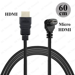 Micro HDMI to HDMI 90 Derece Açılı Mikro HDMI Tablet Kamera Kablosu 60cm Micro HDMI to HDMI 90 Derece Açılı Mikro HDMI Tablet Kamera Kablosu 60cm