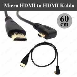 90 Derece Açılı Micro HDMI to HDMI Dönüştürücü Kablo 60cm