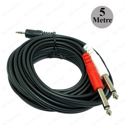 3.5mm 1/8" TRS - 2 x 6.35mm 1/4" TS Mono Y Ayırıcı Kablo - 5 Metre 3.5mm 1/8" TRS - 2 x 6.35mm 1/4" TS Mono Y Ayırıcı Kablo - 5 Metre