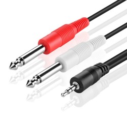 3.5mm 1/8" TRS - 2 x 6.35mm 1/4" TS Mono Y Ayırıcı Kablo - 5 Metre