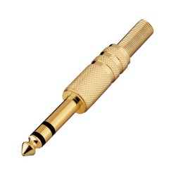 Lehimlenebilir Altın Kaplama Metal 6.35 mm Stereo Erkek Çivi Jack