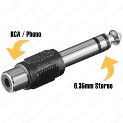 6.35mm 1/4" Stereo Fiş Erkek - RCA Dişi Ses Jakı Dönüştürücü Adaptör 6.35mm 1/4" Stereo Fiş Erkek - RCA Dişi Ses Jakı Dönüştürücü Adaptör