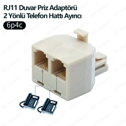 RJ11 6P4C 2'li Telefon Hattı Çoklayıcı Y-Splitter Adaptörü RJ11 6P4C 2'li Telefon Hattı Çoklayıcı Y-Splitter Adaptörü