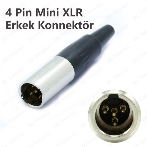 4 Pin Mini XLR Erkek Lehim Tipi Konnektör,Ses Kabloları,BK Teknoloji