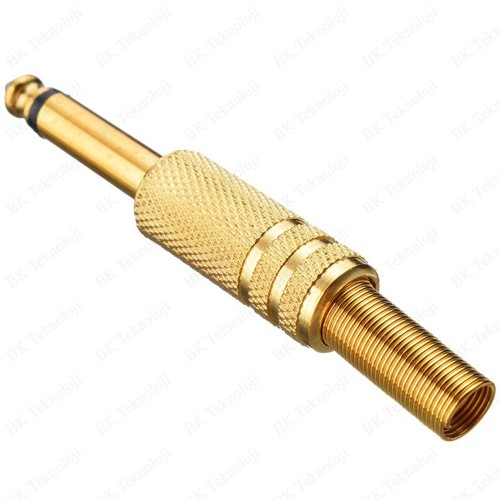 Lehimlenebilir Altın Kaplama Metal 6.35 mm Mono Erkek Çivi Jack,Ses Kabloları,BK Teknoloji