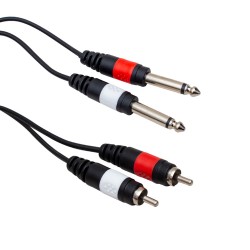 2x 6.35 mm 1/4 Erkek Jack to 2x RCA Erkek Ses Kablosu 3 Metre