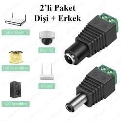Dc Dişi+Erkek 5.5x2.1mm Klemensli Güç Konnektörü Seti Dc Dişi+Erkek 5.5x2.1mm Klemensli Güç Konnektörü Seti