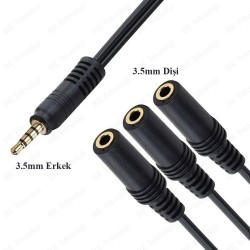 3.5mm 1 Giriş 3 Çıkış Çoklayıcı 5+1 Ses Sistemi Bağlantı Kablosu
