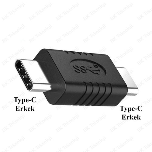 USB 3.1 Type-C Erkek to USB 3.1 Type-C Erkek Uzatma Adaptörü