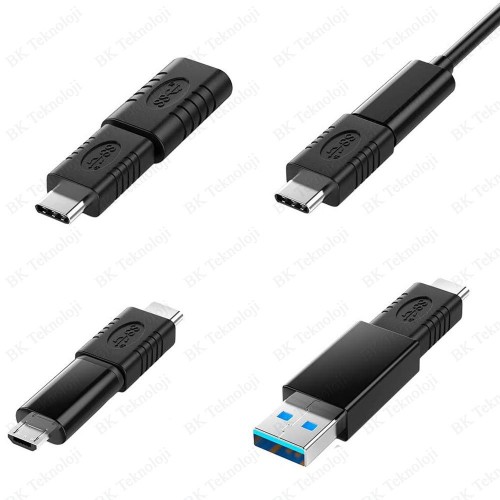 USB 3.1 Type-C Erkek to USB 3.1 Type-C Erkek Uzatma Adaptörü