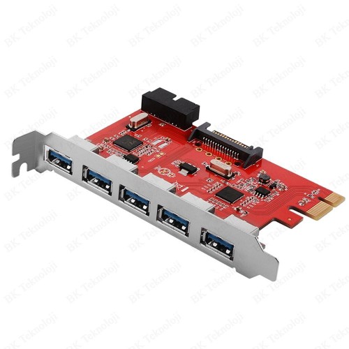 Yüksek Hızlı 5 Port USB 3.0 Hub PCI-E Kart PCI Ekspres Kart Adaptörü