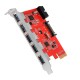 Yüksek Hızlı 5 Port USB 3.0 Hub PCI-E Kart PCI Ekspres Kart Adaptörü
