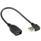 90 Derece Sağ Açılı USB 2.0 Erkek - Dişi Uzatma Kablosu - 30cm