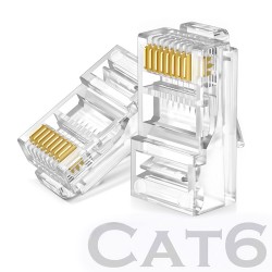 RJ45 CAT6 Jack Konnektör Altın Kaplama Ethernet Uç 8P8C 100'lü Paket