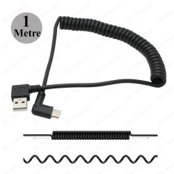 90 Derece Açılı Spiral Type-C to USB Şarj/Data Kablosu - 1 Metre 90 Derece Açılı Spiral Type-C to USB Şarj/Data Kablosu - 1 Metre