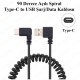 90 Derece Açılı Spiral Type-C to USB Şarj/Data Kablosu - 1 Metre