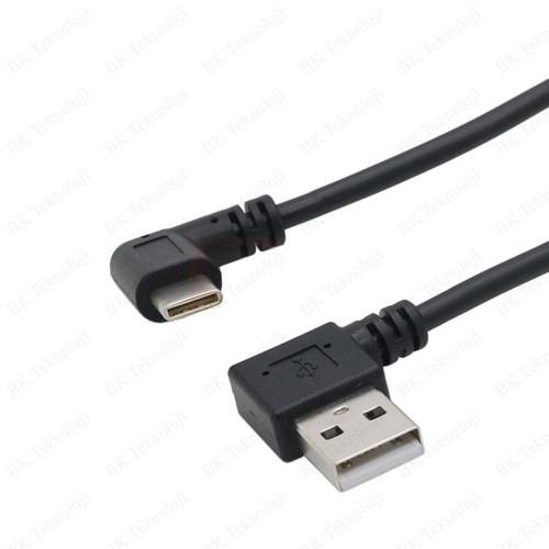 90 Derece Açılı Spiral Type-C to USB Şarj/Data Kablosu - 1 Metre